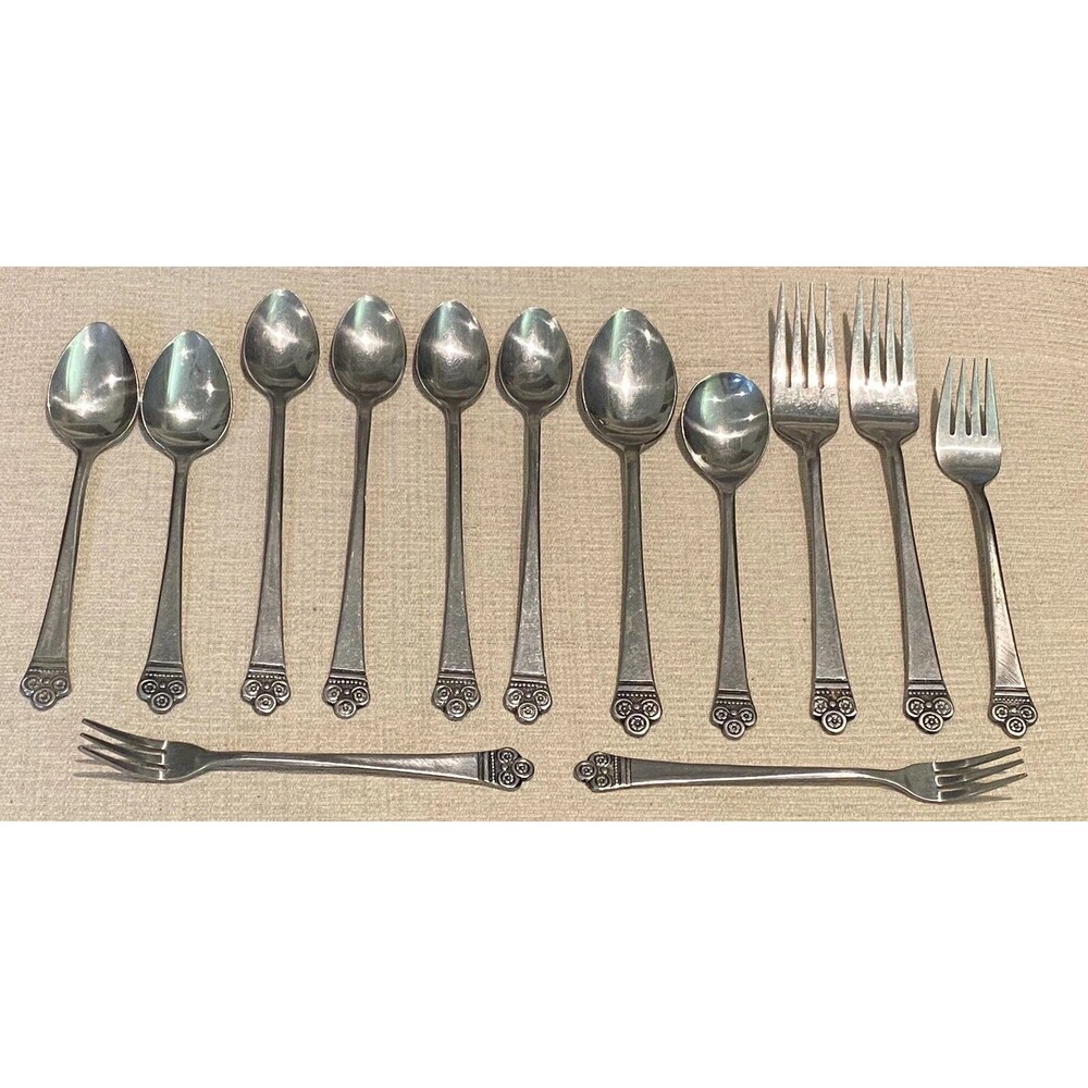 13 Pc National COSTA MESA Stainless Cocktail Dinner Salad Forks Iced Tea Spoons